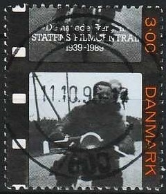 FRIMÆRKER DANMARK | 1989 - AFA 946 - Dansk film - 3,00 Kr. sort/orange/blålig - Pragt Stemplet Skive